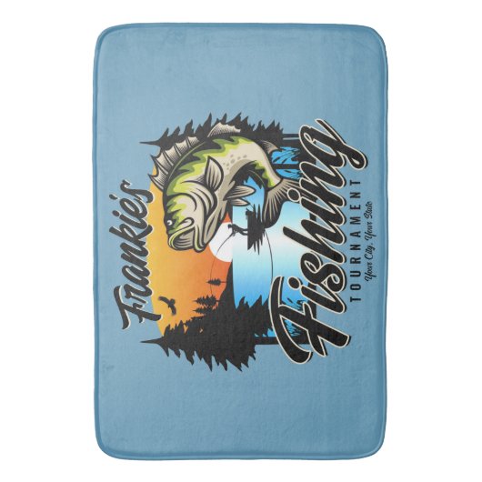 魚釣りパーソナライズされたトーナメントフィッシュアングラートマス バスマット (正面縦)