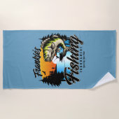 魚釣りパーソナライズされたトーナメントフィッシュアングラートマス ビーチタオル (正面)