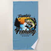 魚釣りパーソナライズされたトーナメントフィッシュアングラートマス ビーチタオル (正面)