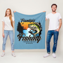 魚釣りパーソナライズされたトーナメントフィッシュアングラートマス フリースブランケット