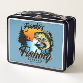 魚釣りパーソナライズされたトーナメントフィッシュアングラートマス メタルランチボックス (正面)