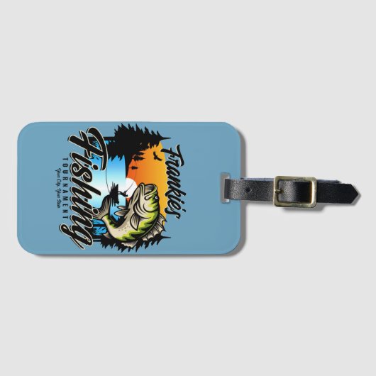 魚釣りパーソナライズされたトーナメントフィッシュアングラートマス ラゲッジタグ (正面横)