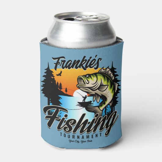 魚釣りパーソナライズされたトーナメントフィッシュアングラートマス 缶クーラー (缶正面)