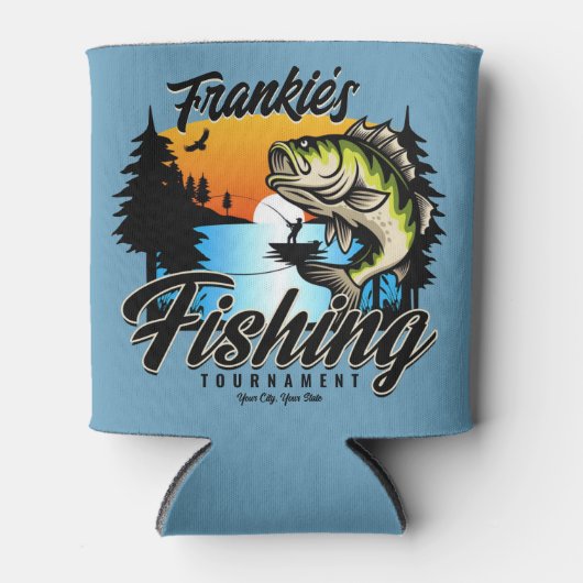 魚釣りパーソナライズされたトーナメントフィッシュアングラートマス 缶クーラー (正面)