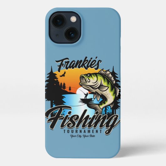 魚釣りパーソナライズされたトーナメントフィッシュアングラートマス iPhoneケース (裏面)