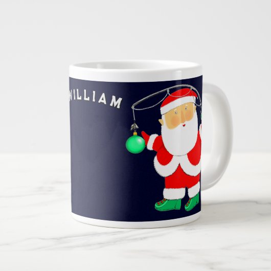 魚釣りパーソナライズされたホリデーギフト ジャンボコーヒーマグカップ (正面右)