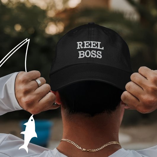 魚釣りパーソナライズされたリールボスギフト 刺繍入りキャップ