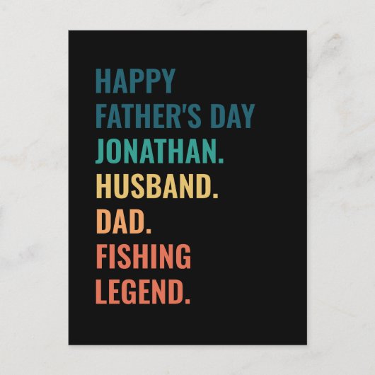 魚釣りパーソナライズされたレジェンドファーザーズデイ シーズンポストカード (正面)