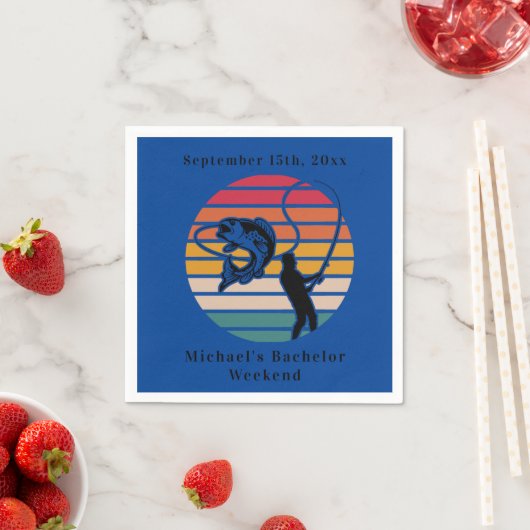 魚釣りパーソナライズされた学士週末 スタンダードカクテルナプキン (インサイチュ)