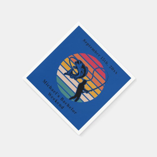 魚釣りパーソナライズされた学士週末 スタンダードカクテルナプキン (角)