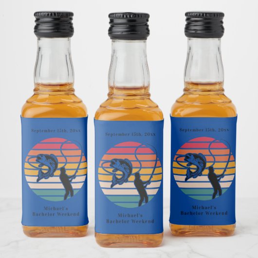 魚釣りパーソナライズされた学士週末 リキュールボトルラベル (ボトル)