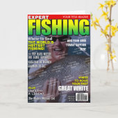 魚釣りパーソナライズされた雑誌表紙 カード (黄色い花)