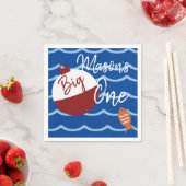 魚釣りビッグワン最初の誕生日魚波 スタンダードカクテルナプキン (インサイチュ)