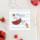 魚釣りビッグワン最初の誕生日魚波 スタンダードカクテルナプキン (インサイチュ)