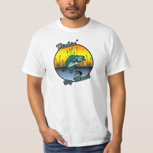 魚釣りビッグ口魚釣りシャツ Tシャツ (正面)