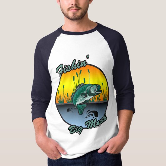 魚釣りビッグ口魚釣りシャツ Tシャツ (正面)