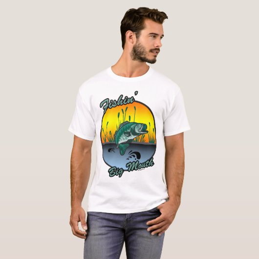 魚釣りビッグ口魚釣りシャツ Tシャツ (正面フル)