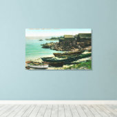 魚釣りビレッジの中国のビュー キャンバスプリント (インサイチュ (ウッドフロア))