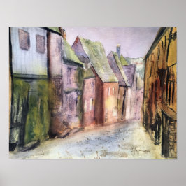 魚釣りビレッジウォータカラー ポスター