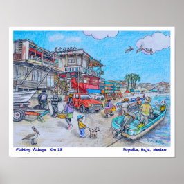 魚釣りビレッジinポポトラ，バハ，メキシコ ポスター