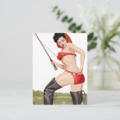 魚釣りピンヴィンテージポスター ポストカード (スタンド正面)