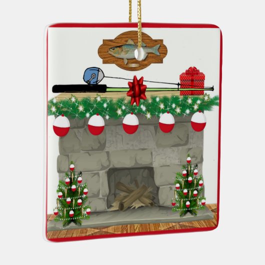 魚釣りファイアプレイスボバーライツクリスマス セラミックオーナメント (右)