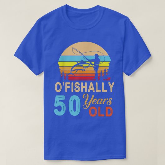 魚釣りフィッシャーオフィシャリ50歳ハッピー誕生 Tシャツ (デザイン正面)
