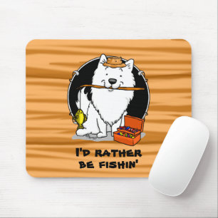 魚釣りフィッシャーマンアメリカンエスキモドッグ – かわいい マウスパッド