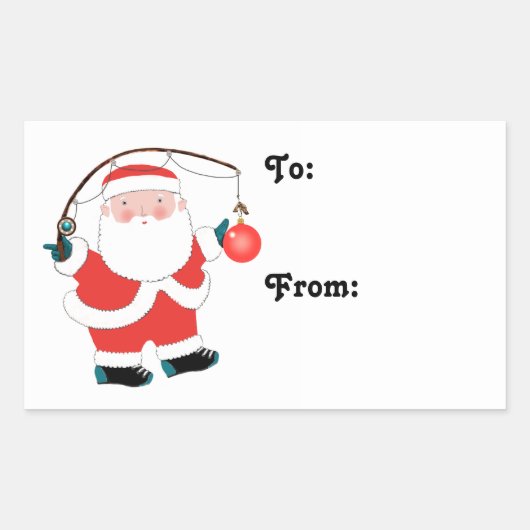 魚釣りフィッシャーマンホリデーギフトラベル 長方形シール (正面)