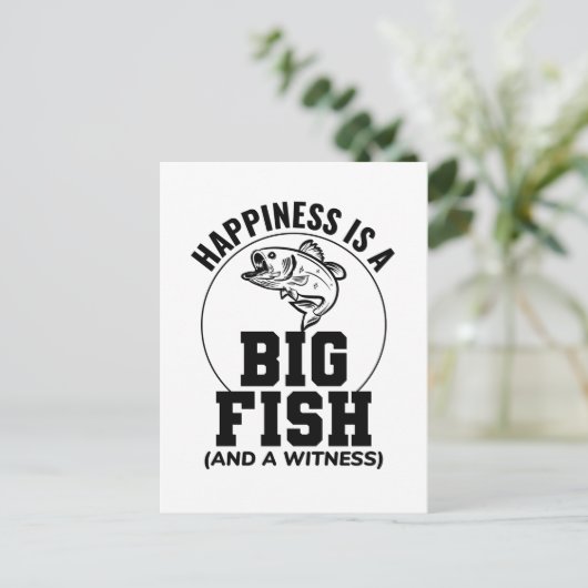 魚釣りフィッシュフィッシャーアウトドアおもしろいジョークスクエアS ポストカード (スタンド正面)