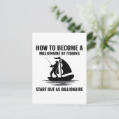 魚釣りフィッシュフィッシャーズアウトドアおもしろいスクエアステッキ ポストカード (スタンド正面)