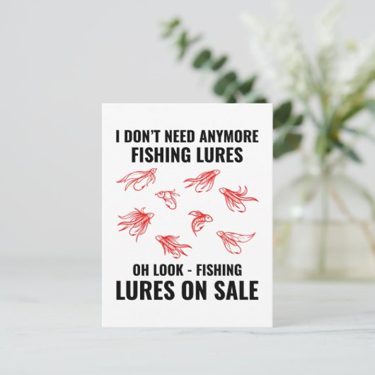 魚釣りフィッシュルアーフィッシャーアウトドアおもしろいジョークスsq ポストカード (スタンド正面)