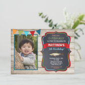 魚釣りフォトバースデーパーティ招待状 招待状 (スタンド正面)