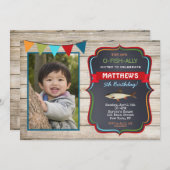 魚釣りフォトバースデーパーティ招待状 招待状 (正面/裏面)