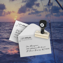 魚釣りフックアドレスラバースタンプ