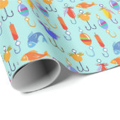 魚釣りフックルアーフィッシュ魚釣り模様 ラッピングペーパー (ロールコーナー)