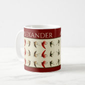 魚釣りフライ素朴サケ コーヒーマグカップ (正面左)