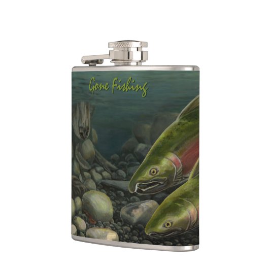 魚釣りフラッカスタムクフィッシャーマンサーモンドリンクフラスコ フラスク (左)