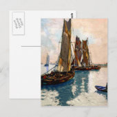 魚釣りフランスのボート1925 ポストカード (正面/裏面)