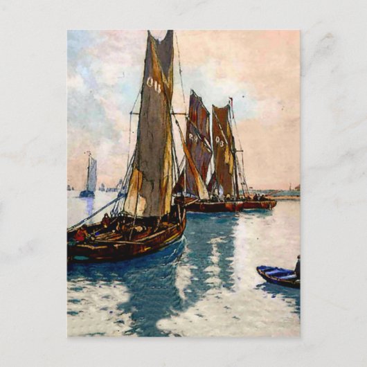 魚釣りフランスのボート1925 ポストカード (正面)