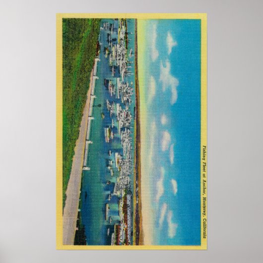 魚釣りフリートat AnchorMonterey, CA ポスター (正面)