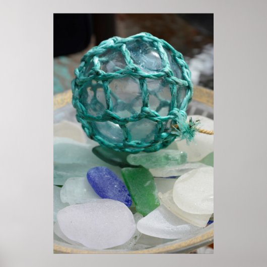 魚釣りフロートon glass、アラスカ ポスター (正面)