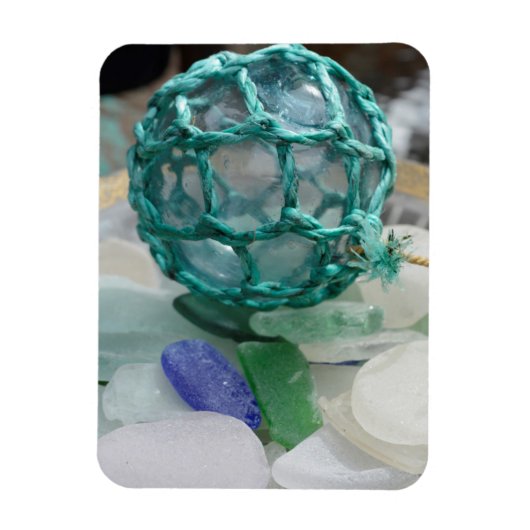 魚釣りフロートon glass、アラスカ マグネット (縦)