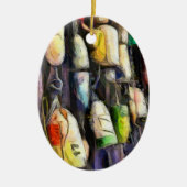 魚釣りブイのクリスマスオーナメント セラミックオーナメント (正面)