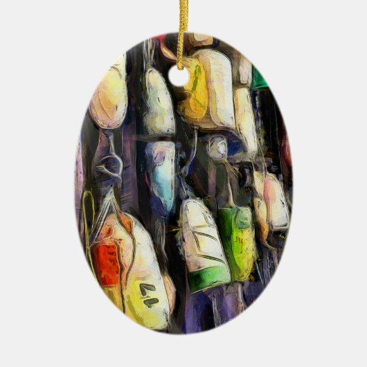 魚釣りブイのクリスマスオーナメント セラミックオーナメント (正面)