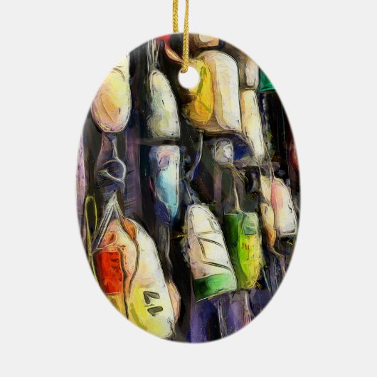 魚釣りブイのクリスマスオーナメント セラミックオーナメント (裏面)