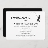 魚釣りブラック&ホワイトリタイアメントパーティー 招待状 (正面/裏面)