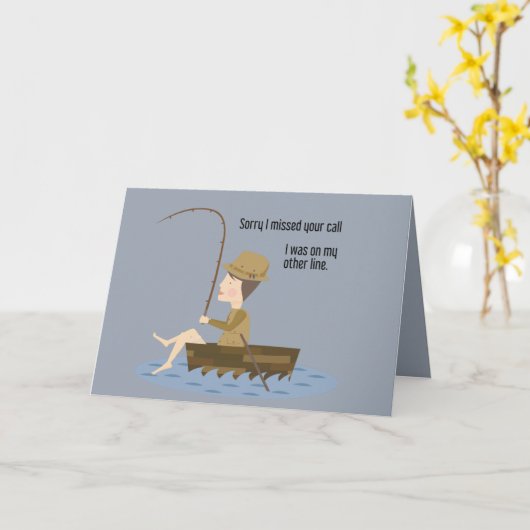 魚釣りブルーおもしろい申し訳恋しく思ないコール引用文 カード (黄色い花)