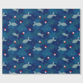 魚釣りブルーカモフラージパターン ラッピングペーパー (フラット)