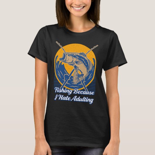 魚釣りヘイトアダルトライフスタイル狩り習性Hun Tシャツ (正面)